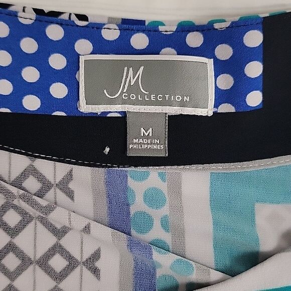 JM Collection tunic top silver stud embellishments- blue Women's Size M - Picture 7 of 10